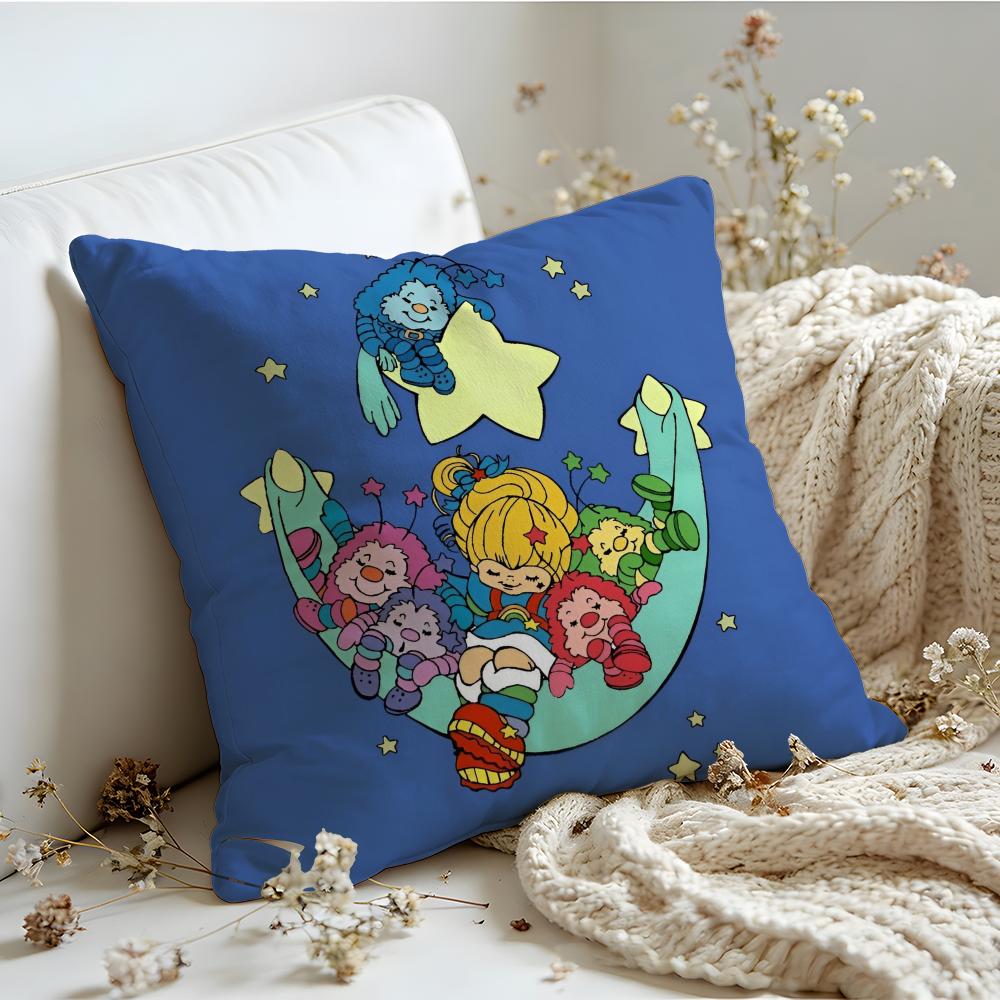 Cushion Cover Linen SkinFriendly Soft Decorative Case for Sofa Home Decor Kwaii Cute RRainbows BBrite Pillow cover