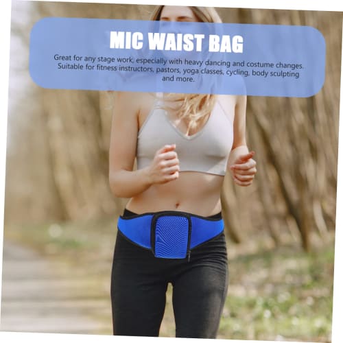 Mikinona Gym Belt, Portable Microphone, Running Waist Pack, Microphone Holder for Mic Stand, Tote Insert, Organizer, Sports Pouch for Mic, Mic Carry