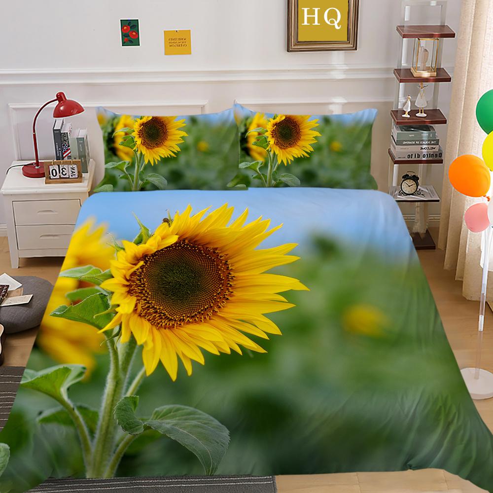 Комплект постельного белья из микрофибры с 3D принтом цветов, пододеяльник королевского размера, комплект постельного белья высокого качества для девочек, декор для спальни