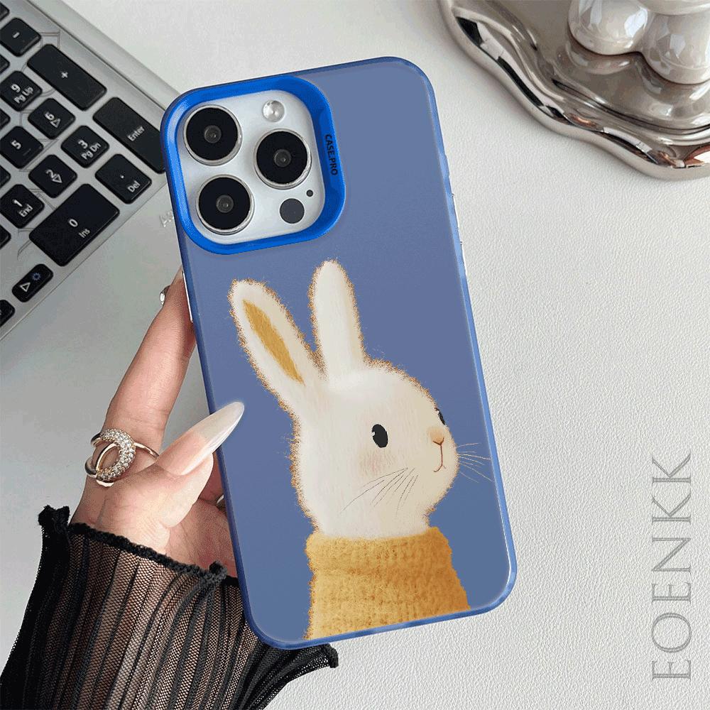 Cute Cartoon Rabbit Matte Hard Case for iPhone 16 15 14 13 12 11 Pro Max XS X XR Plus - Anti-Scratch, Shockproof, Stylish Gift