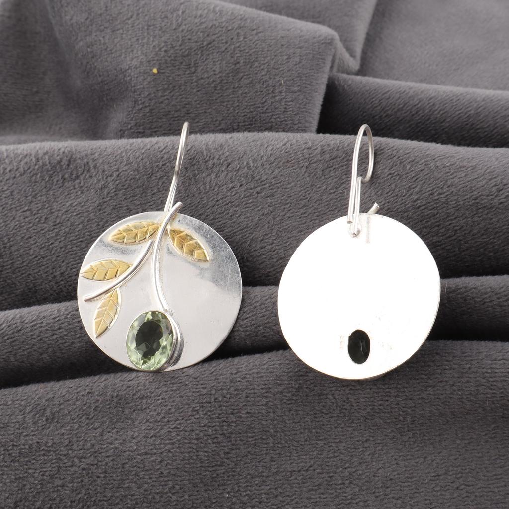 Green Amethyst Gemstone Jewelry, 925 Solid Sterling Silver Earrings, Handmade Jewelry Birthstone Earrings, Gift For Him