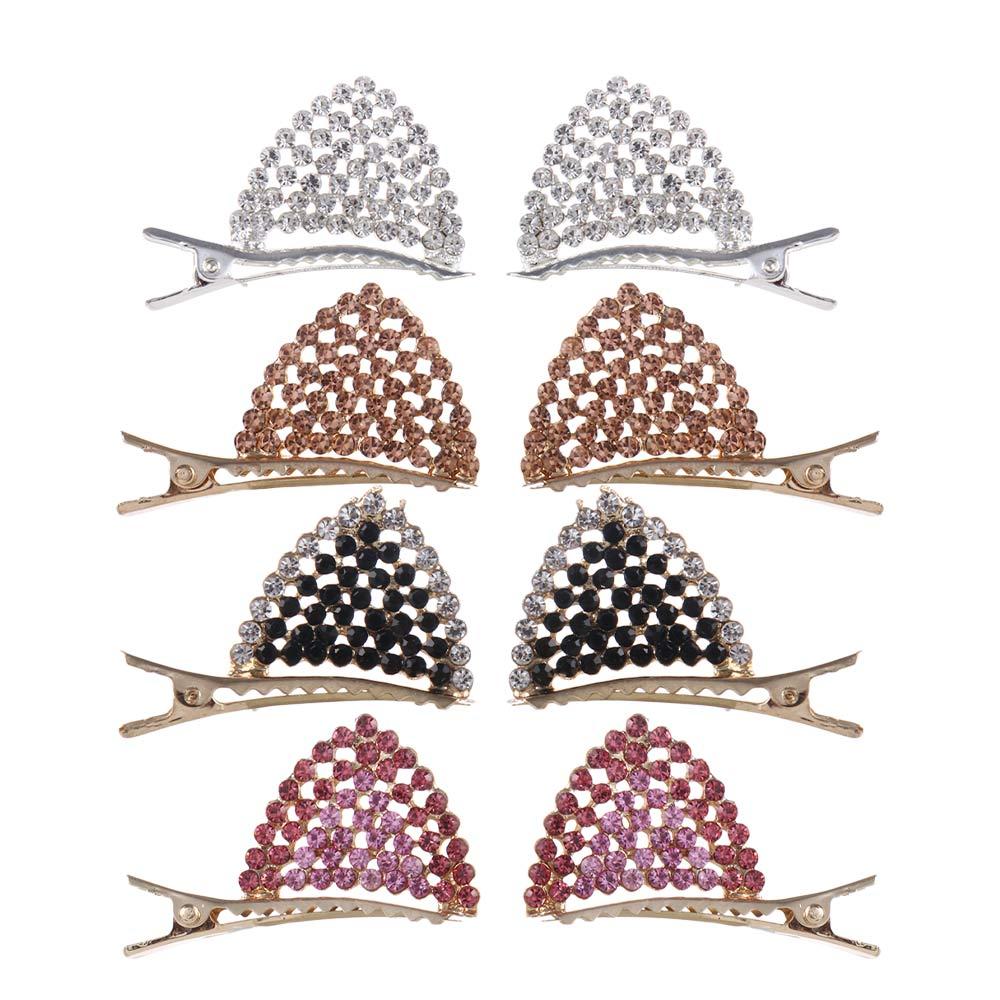 Princess Shiny Cute Girls Crystal Barrettes Cat Ears Hair Clips Duckbill Clip Hair Accessories