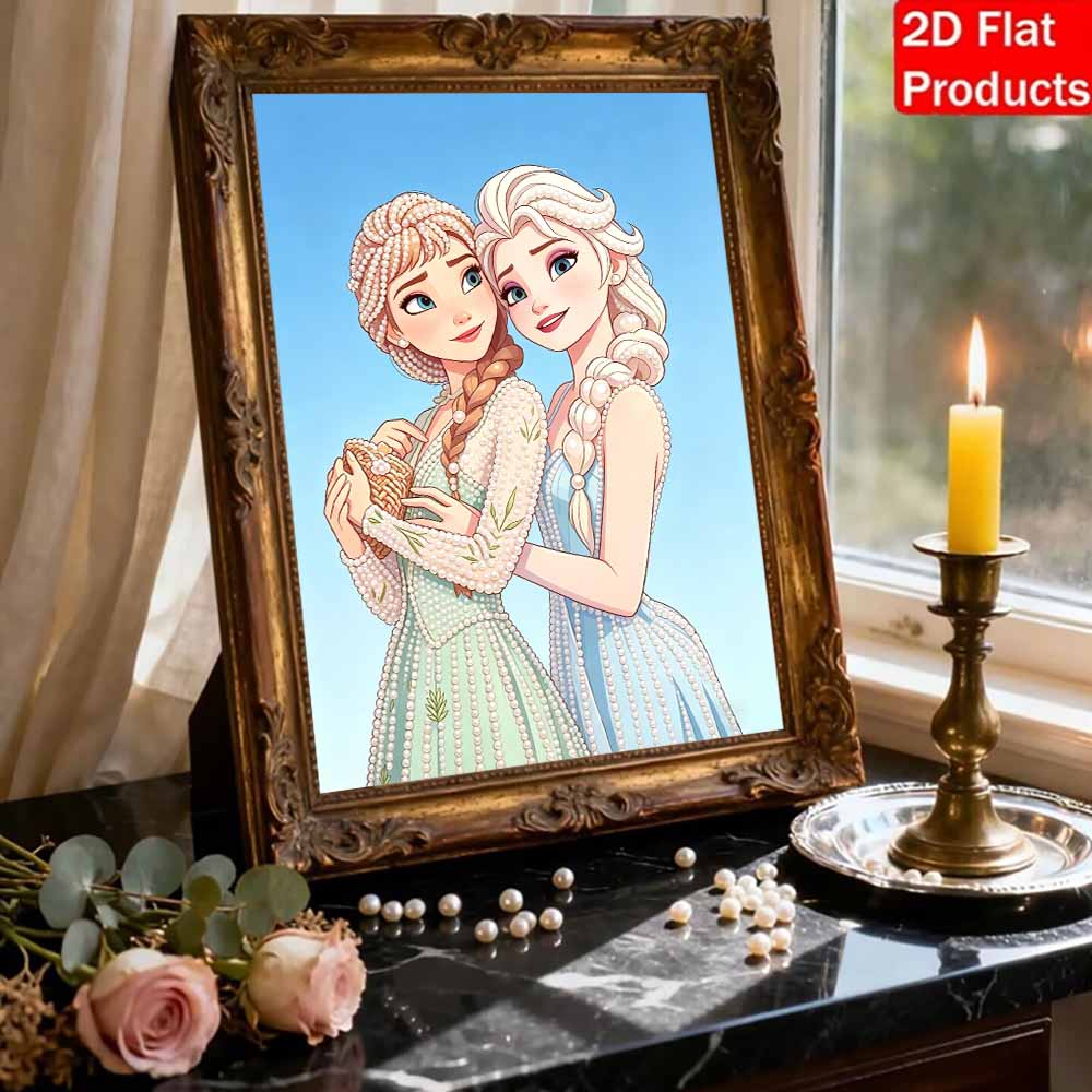 Disney Жемчужная Живопись Замороженные Анна и Эльза Сестры Ручная Работа DIY Жемчужные Камни Картины Поделки Особая Форма Домашняя Настенная Декорация