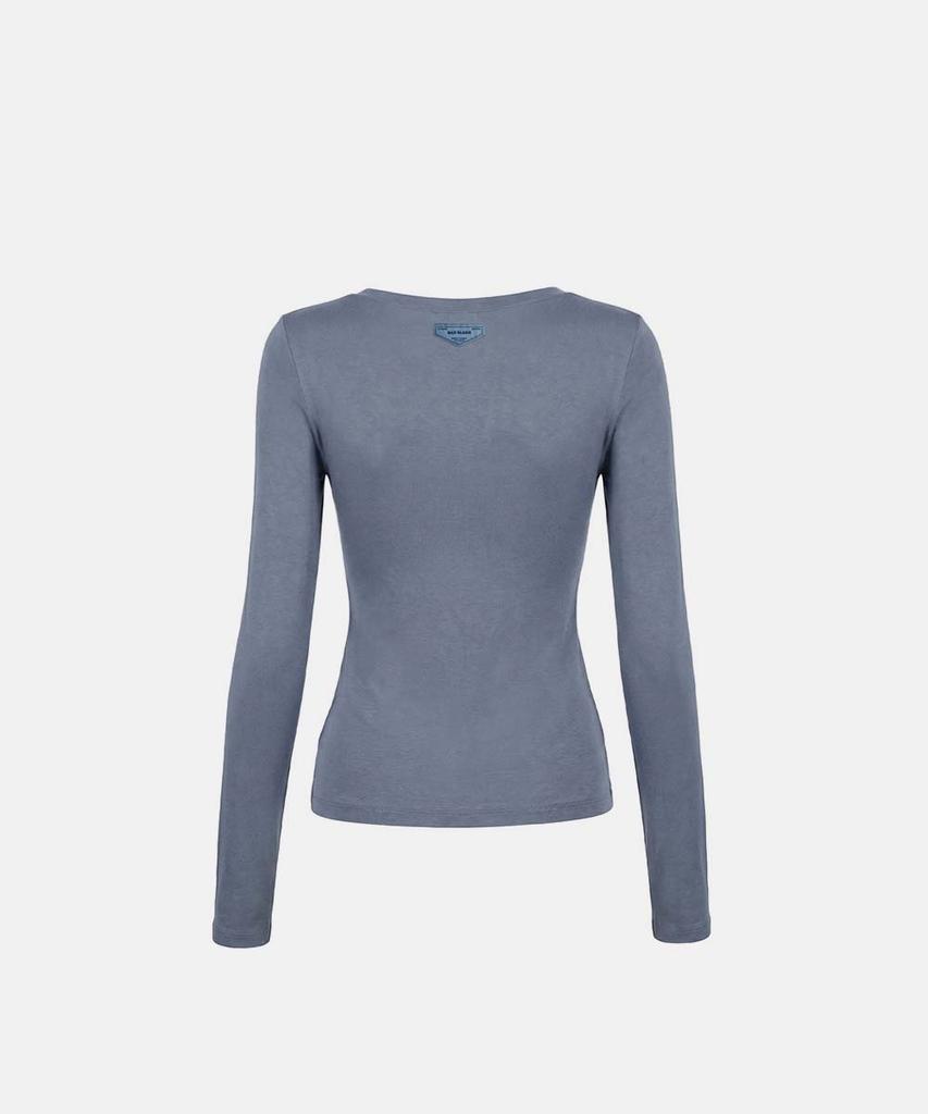 BADBLOOD Everyday Zip Henley Long Sleeve T-Shirt - Blue Gray