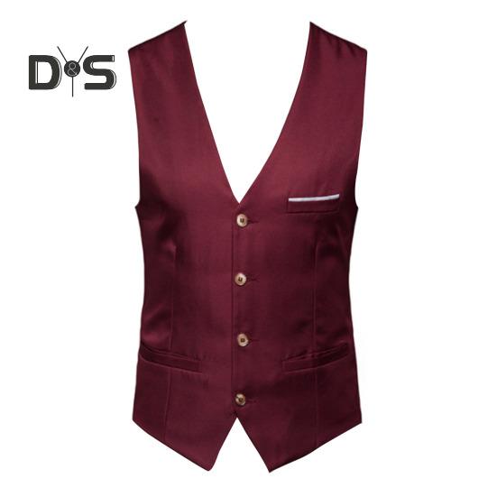 Мужской жилет в деловом стиле без рукавов с V-образным вырезом, облегающий кардиган, однобортный, однотонный, из шелковистой ткани, с карманами, свадебный жилет для жениха