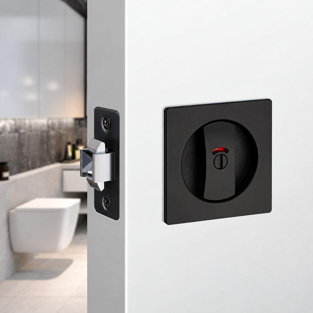 Zinc Alloy Pocket Door Lock Self-Locking Keyless Lock Premium Sliding Privacy Lock  Home