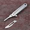 EDC 23 # Stainless Steel Scalpel Pocket Folding Emergency Lockable Key Chain 10 Blades Free for Medical Surgery
