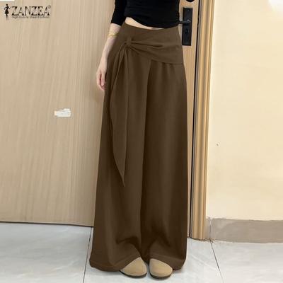 Женские повседневные однотонные свободные широкие брюки