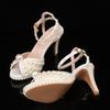 Luxury All Pearls Rhinestones Peep Toe Women Sandals Fashion Ankle Strap Platform Thin High Heels Elegant Bridal Wedding Shoes