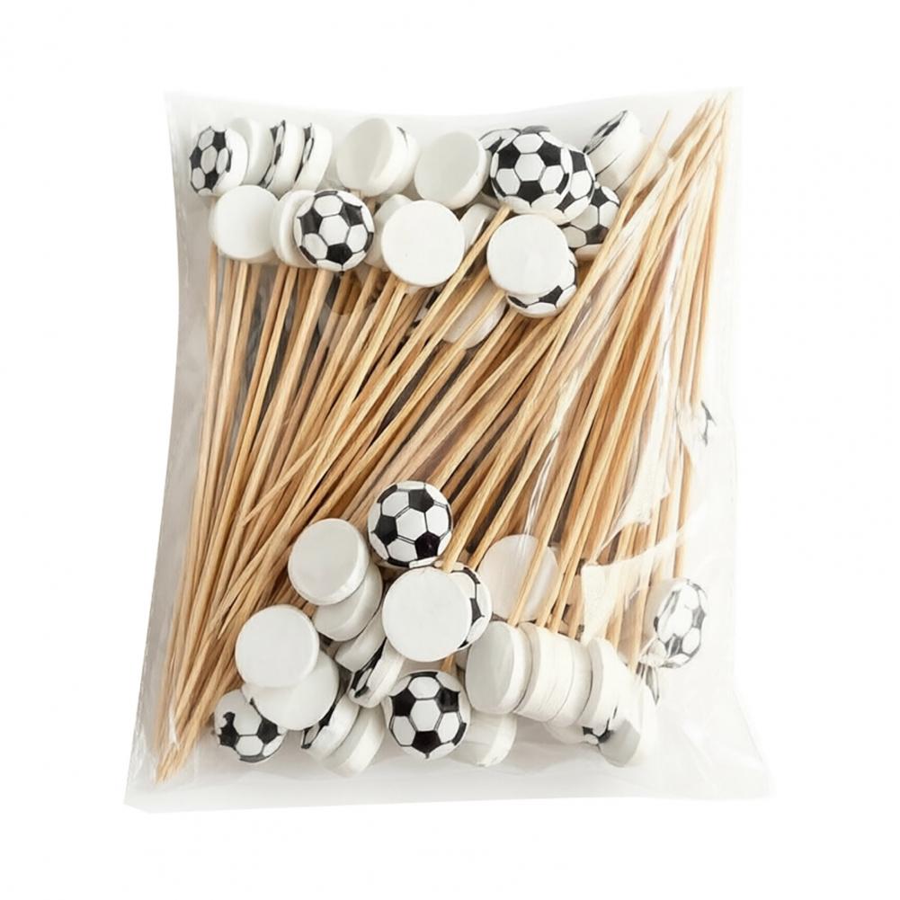 Eco Toothpicks 100 Pcs Baseball Toothpicks Decorative Bamboo Food Picks 4.7 Inch Party Appetizer Skewers for Bbq Desserts Party