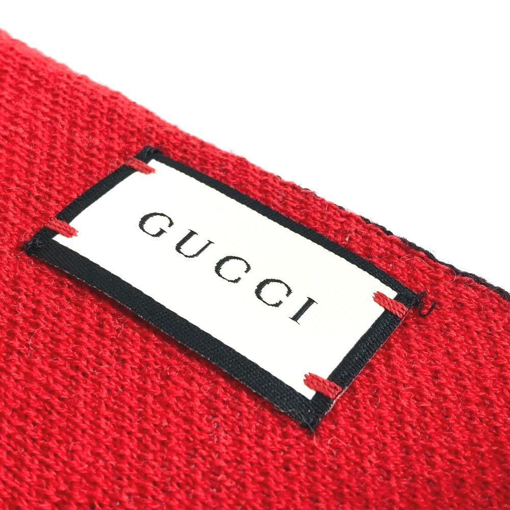 GUCCI BE LOVED Logo Scarf fringe Scarf wool Black/Red