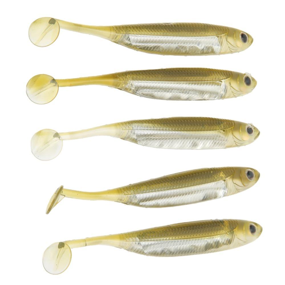 5PCS 3.94 Inches Swim Shad Baits PVC Artificial Fish Lures Paddle Tail Swimbaits for Anglers