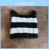 Cats Ears Design Knit Cap With Stripe Style For Autumn And Winter Fashion