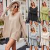 Autumn and Winter Women's V-neck Big Size Fashion Knitwear Sexy Pullover Jumper