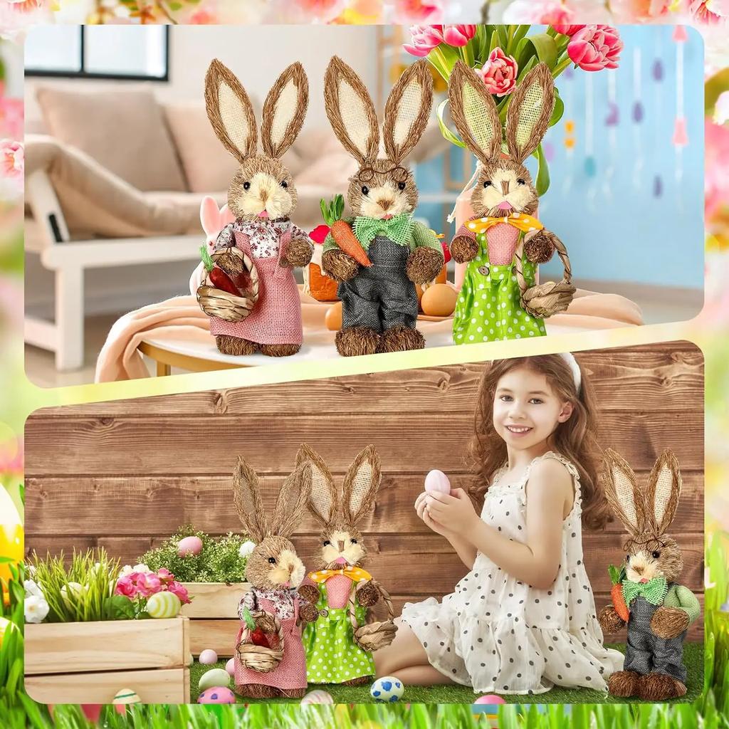 1/2 шт. Пасхальные милые соломенные кролики, украшения для дома в деревенском стиле, настольные украшения для вечеринок, украшения для рукоделия