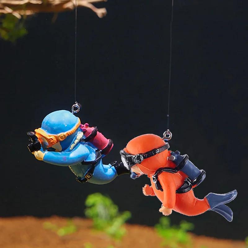 Resin Floating Simulated Diver Toy 1/2pcs Aquarium Decor Fish Tank Landscaping Pendant Ornament Accessories