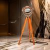 Copper Finish Spot Light with Wooden Tripod Stand Modern Searchlight Floor Lamp Home, Office Decorative