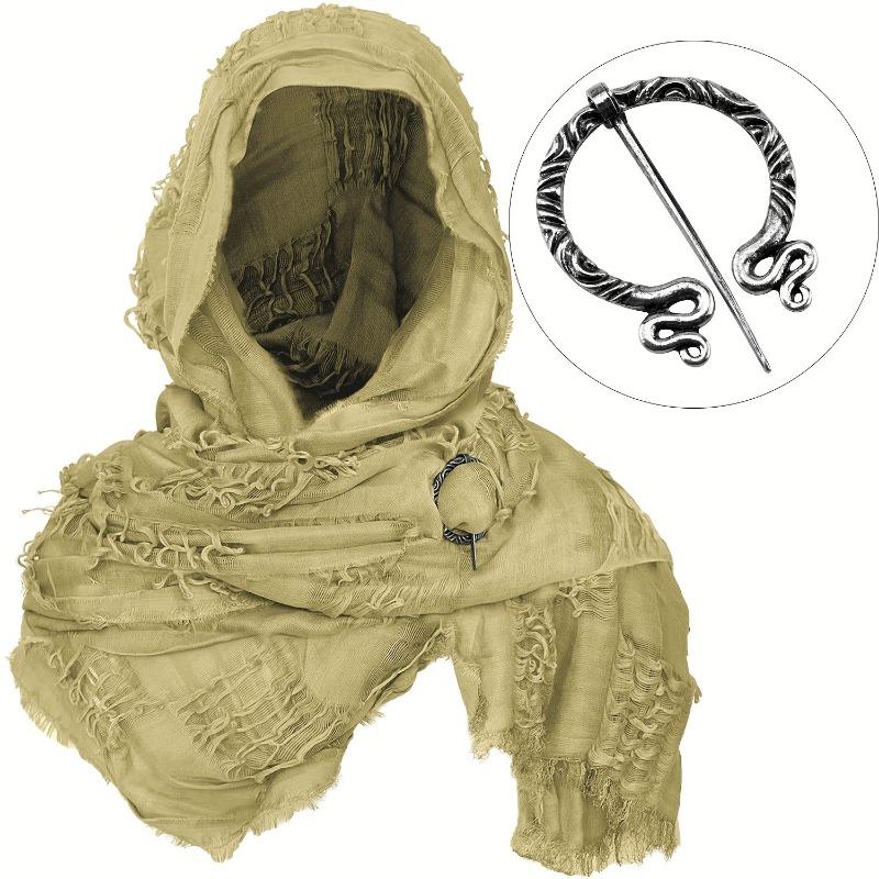 1 шт. Плащ средневекового рыцаря Костюм на Хэллоуин Полиэстер Ренессансный плащ с капюшоном LARP Косплей Фото реквизит Шарф Шарф