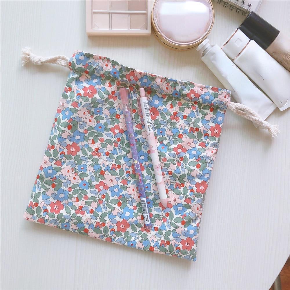 Хлопковые сумки с цветочным принтом, женская косметическая губная помада, сумка-органайзер для туалетных принадлежностей, портативная дорожная сумка для стирки и хранения