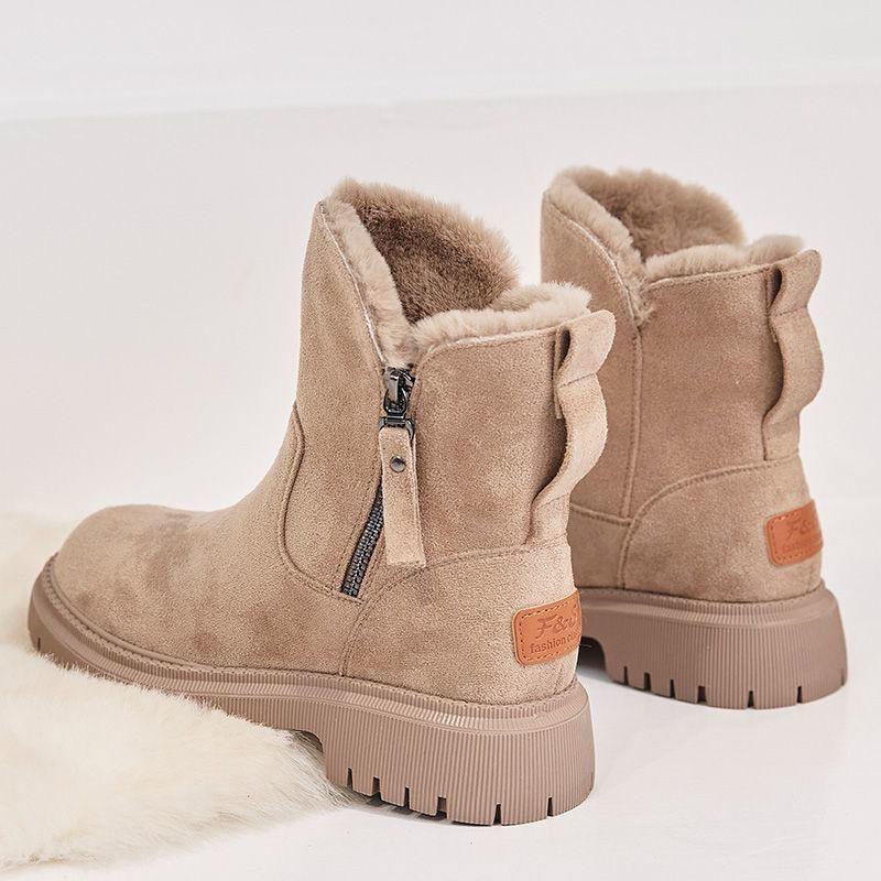 Ankle Snow Boots Women 2024 Winter Warm Fashion Designer Platform Boots Gladiator Non-slip Plush Flats Shoes Fur Boots Plus Size
