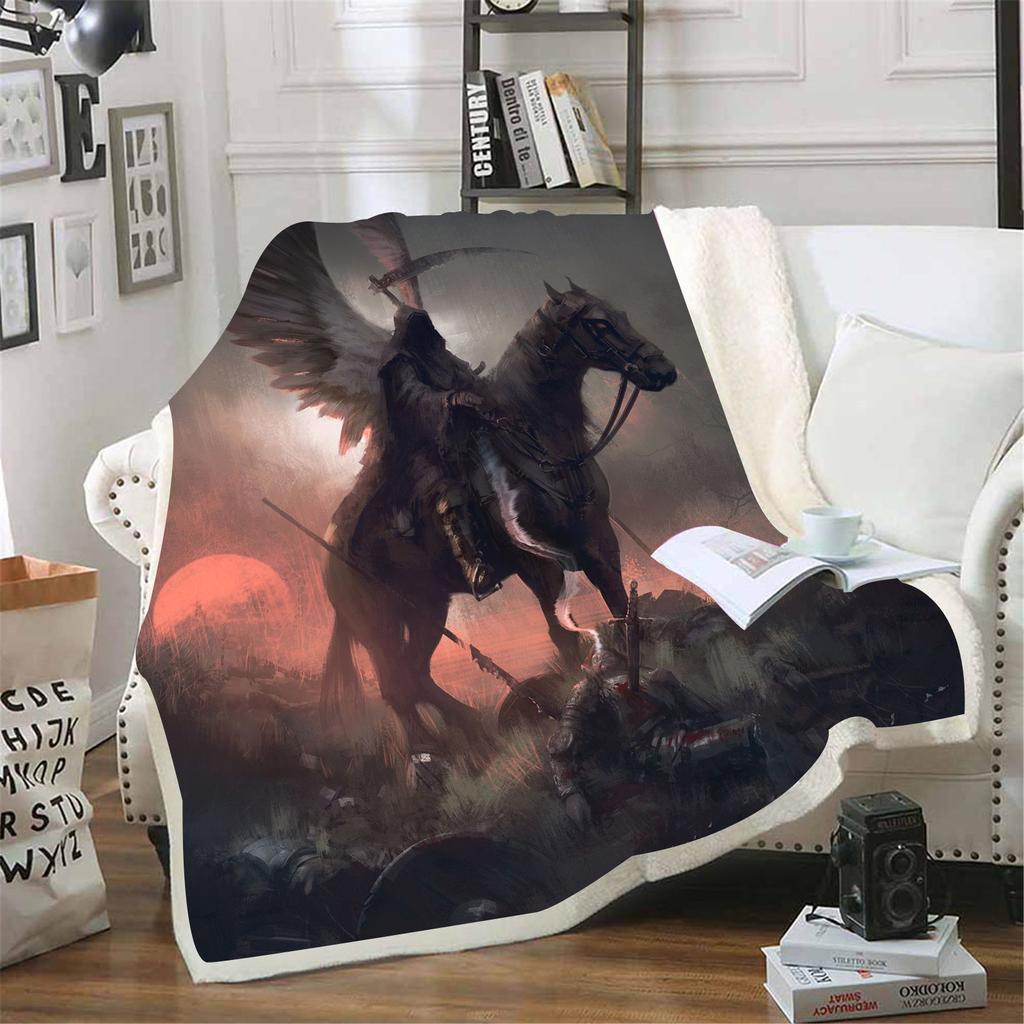 Cartoon Undead Horse Blankets Fluffy Soft Skin-Friendly Children Nap Blanket Cute Printed Luxury Fashion Flannel Throws