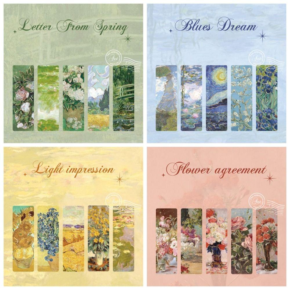 5 шт./набор Масляные картины Закладка для чтения ПВХ Книжная карточка Закладка высокой ценности