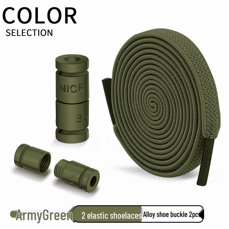 Green No-Tie Elastic Shoelace Buckle - Easy Fit for Men, Women & Children