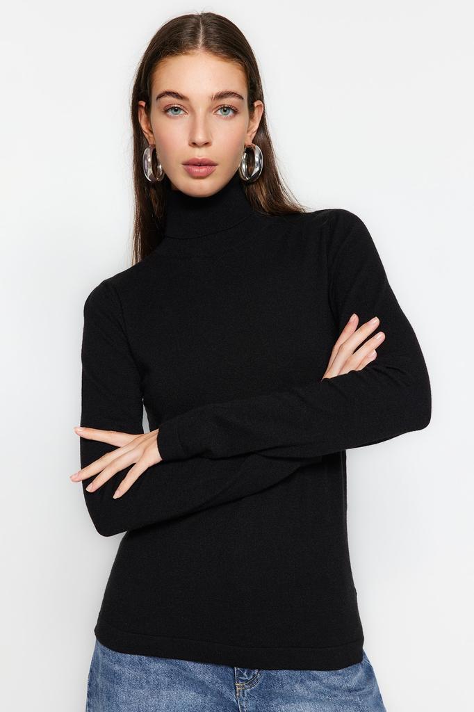 Женский модный новый свитер, черный трикотаж из пряжи премиум-класса, свитер из специальной пряжи