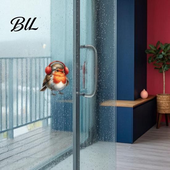 Outdoor Balcony Glass Decorations Christmas Bird Static Window Stickers, PVC Waterproof Decorative Decals Non Adhesive Stickers for Holiday