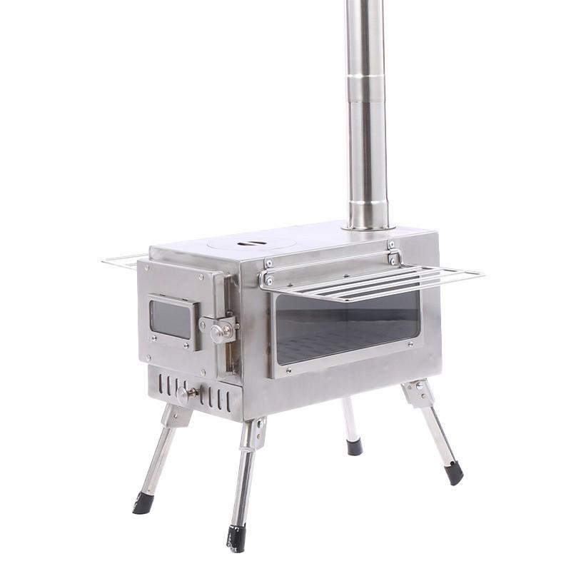 Portable Outdoor Cassette Stove: Camping Heater, Firewood Stove, Barbecue Grill, Chimney Oven, Stainless Steel.