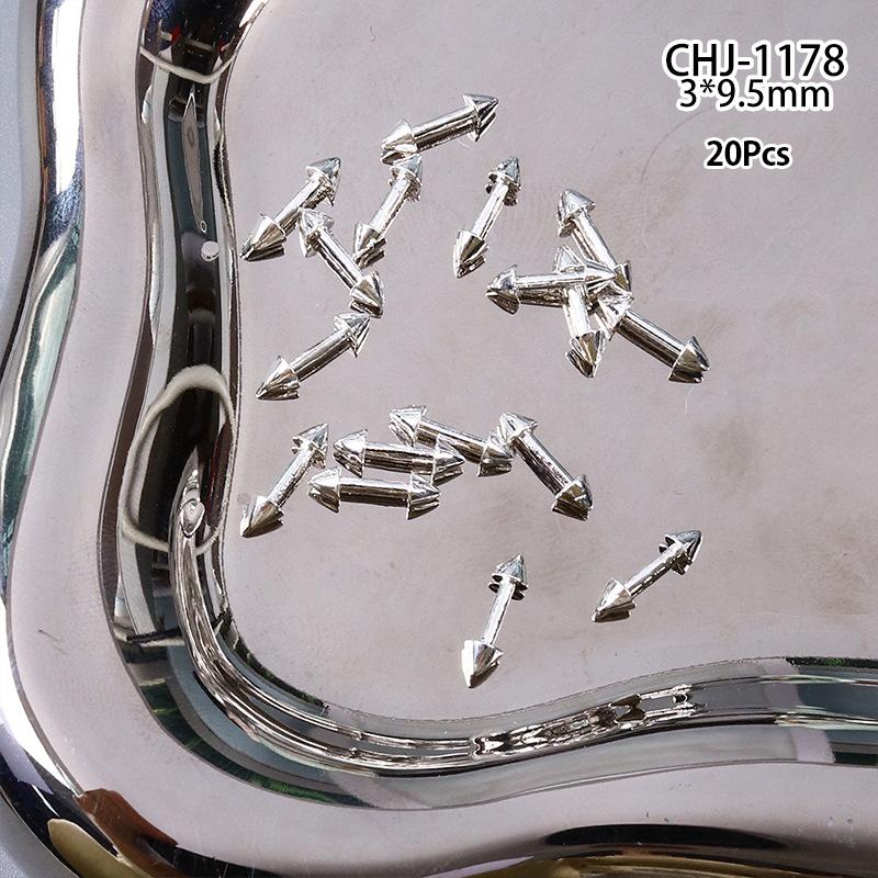 20 шт. Дизайн Панк Стиль Детали для Ногтей Сплав Шипы Золото Серебро Кривая Стрела Заклепка Украшение Ногти Арт Аксессуары Подвески для Ногтей