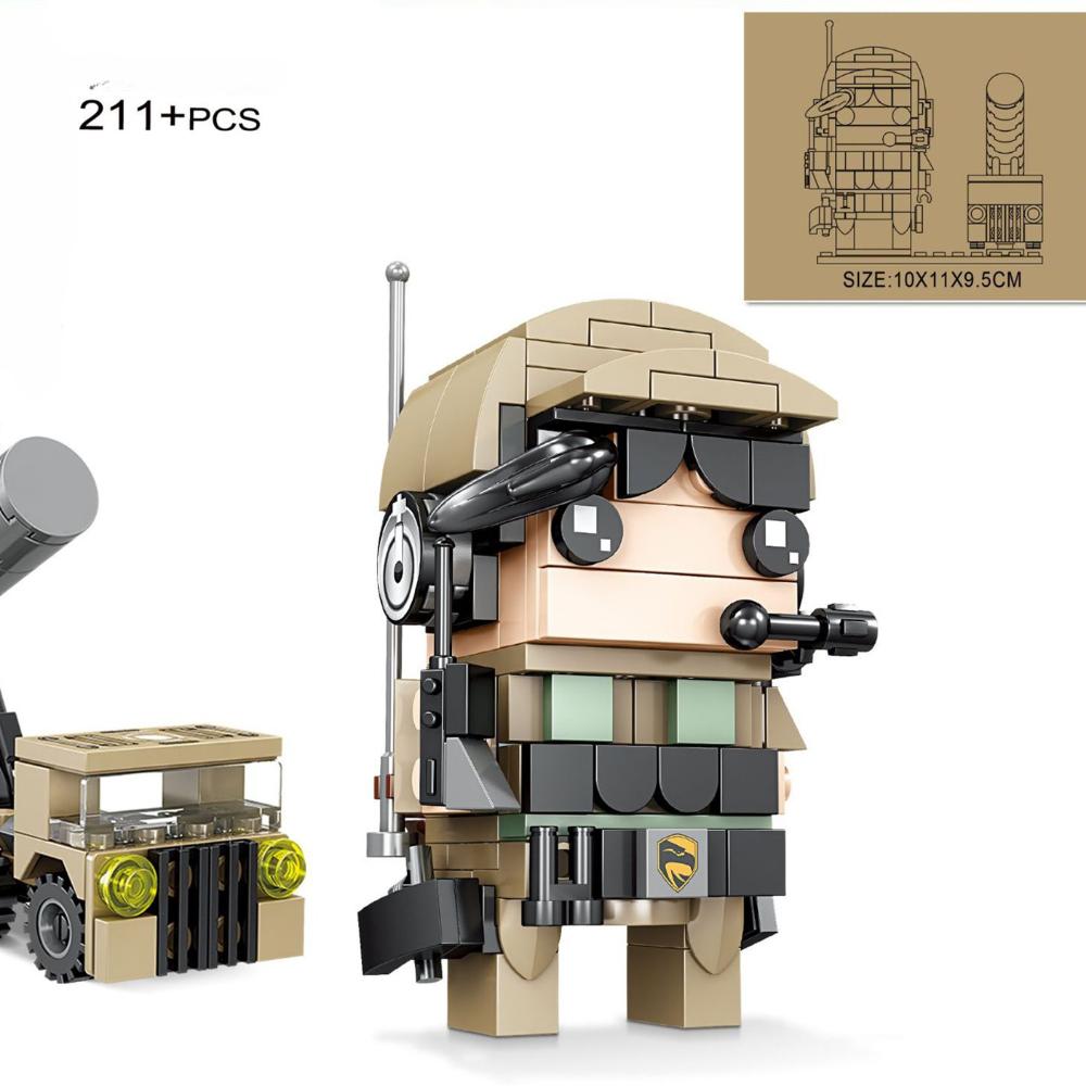 KAZI Military Man Vehicle Compatible Assembly Building Block Model Logistics Detection Force Armored Signal Transmitting Kids Toys