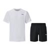 Креативный принт Удобная свободная посадка Короткий рукав Круглый вырез Быстросохнущие шорты Спортивный костюм Унисекс Спортивный костюм ATSU919-2+AKSU789-3