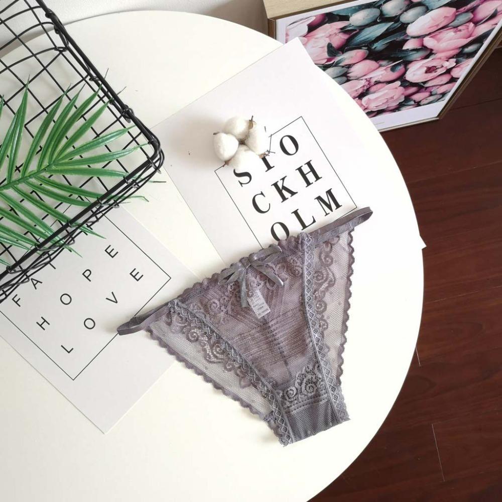 Sheer Lace Mesh Women Thong Floral T-Back Panties Thin Lace Flower Briefs Lady