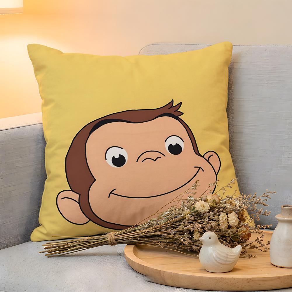 Cushion Cover  Linen  SkinFriendly Soft Decorative Case for Sofa Home Decor MONKEY CARTOON CCurious GeorgeS Pillow cover