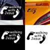 Walking with Jesus Sticker Religious Car Window PET Decal God Footprint Decor
