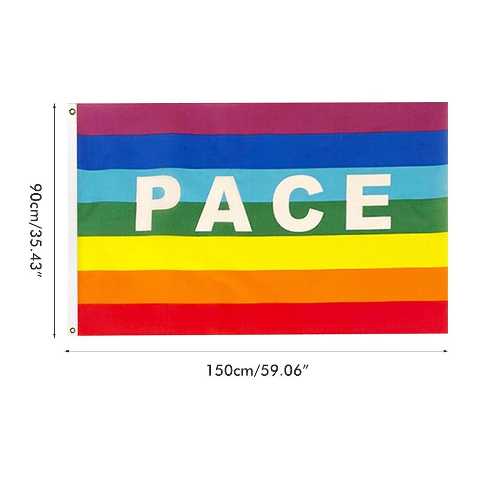 Colorful Peace Flag Polyester Pacifist Flag 90 X 145 Cm Peace Banner Flags for Garden Balcony