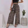 European & American Women's Classic Leopard Print Wide-Leg Elastic Waist Pants