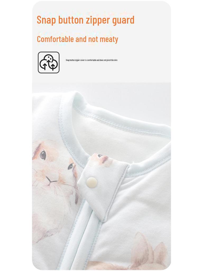 Yiri Infant Split-Leg Pure Cotton Sleeping Bag - Warm, Anti-Kick, Quilted, Long-Sleeve for Autumn & Winter