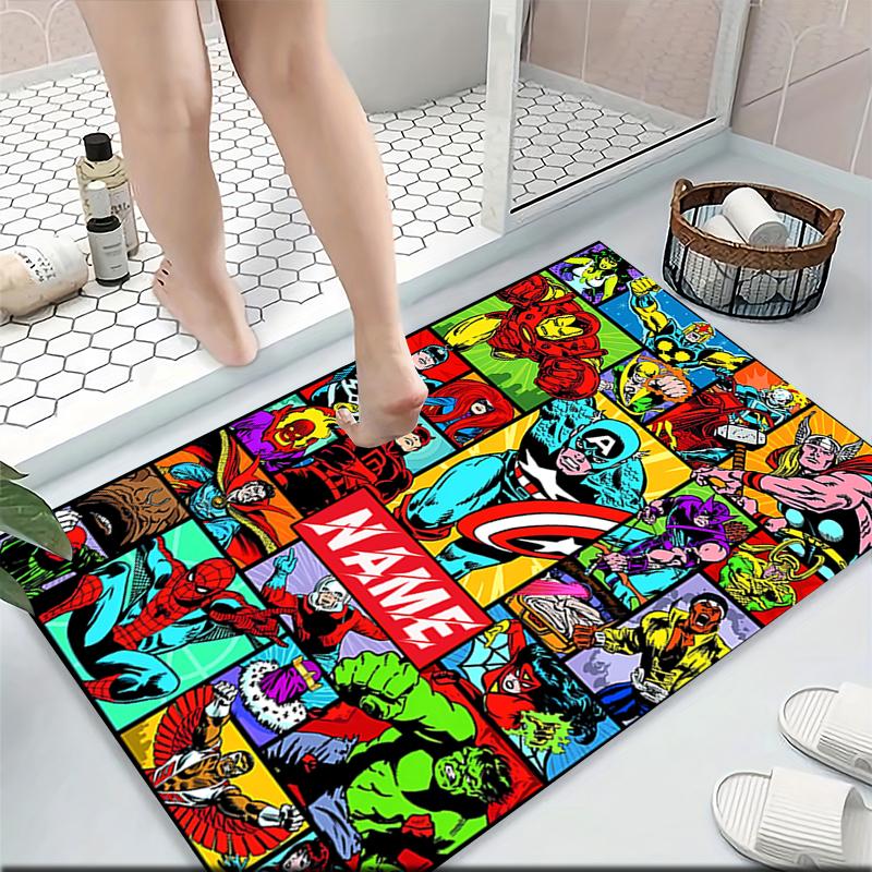 Custom Name Superhero Comic Collage Carpet Rug Customizable Soft Washable Anti-Slip Home Living Room Sofa Mats Personalized Rug. 090914