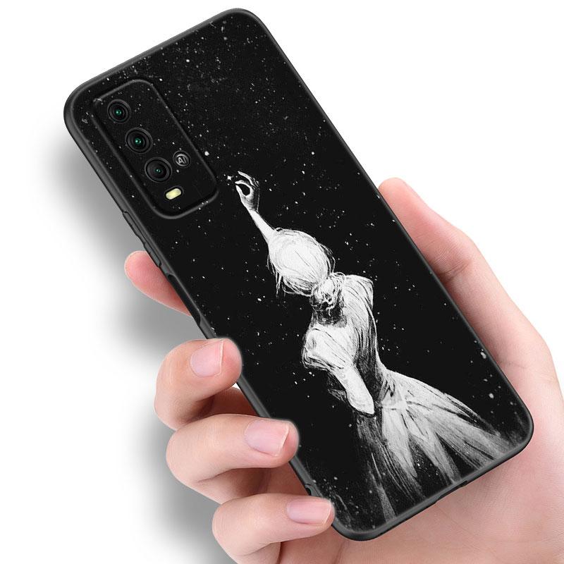 Черный силиконовый чехол для телефона с балериной для Xiaomi Redmi 7A 8A 9A 10A 11A 9C 10C 12C 13C 11 Prime A1 A2 Plus 12 4G Note 9T 12R