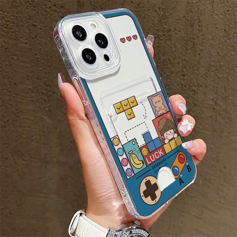 Силиконовый чехол-карман для карт для Xiaomi Redmi Note 12 13 Pro Oppo A38 A58 A78 Vivo Y21 Y22 Samsung A54 A24 Чехол Прозрачный бампер для телефона