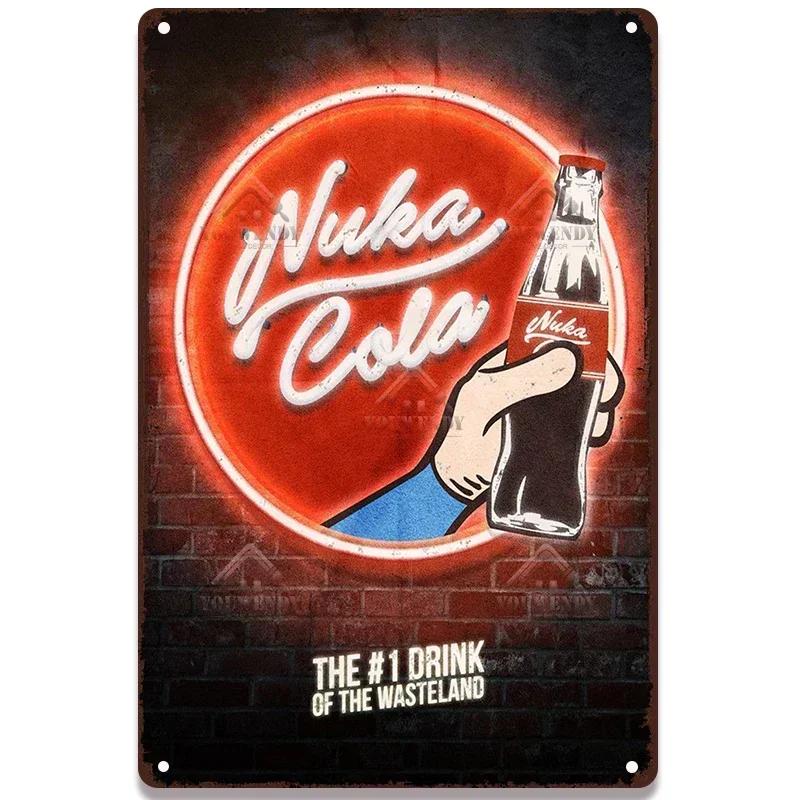 Металлическая табличка с постерами напитка Nuka Cola - Идеальный декор для стены паба, игровых зон, ретро-игровой тематики, металлическое искусство