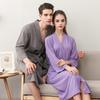 Large Size Men's Autumn Winter Flannel Bathrobe Couple's Long Thick Robe with Pockets Lace Up Patchwork Sleepwear