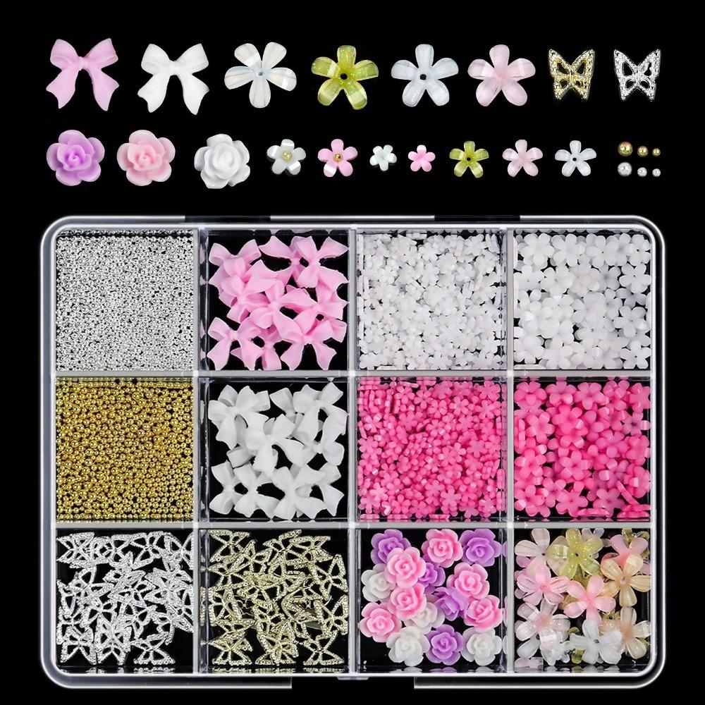 Multicolor Jelly Rhinestones Mixed Bowknot Nail Art Decorations for Phone Decoration