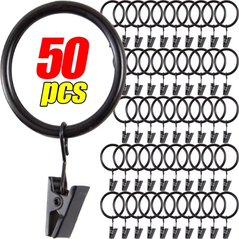 Metal Curtain Rings Heavy Duty Roman Circles Drapes Tie Buckles Hanging Hooks Bathroom