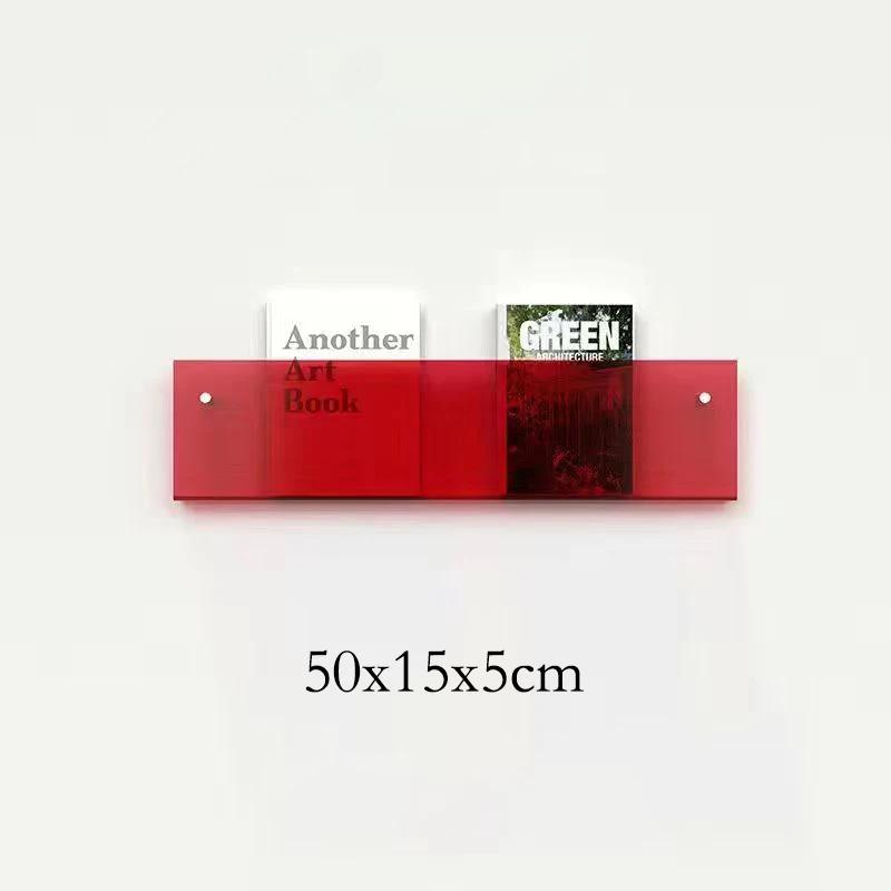 Acrylic Floating Bookshelf, Hanging Wall Shelf, Literature Display Shelf, Brochure Holder, Magazine Wall Mount, 10 Colors