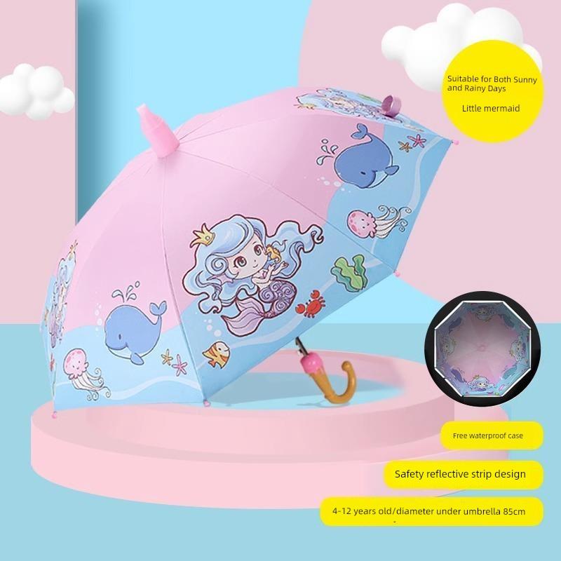 Children's Umbrella Kindergarten Baby Boys and Girls Kids Student Cartoon School Umbrella Lightweight Dinosaur Unicorn Umbrella