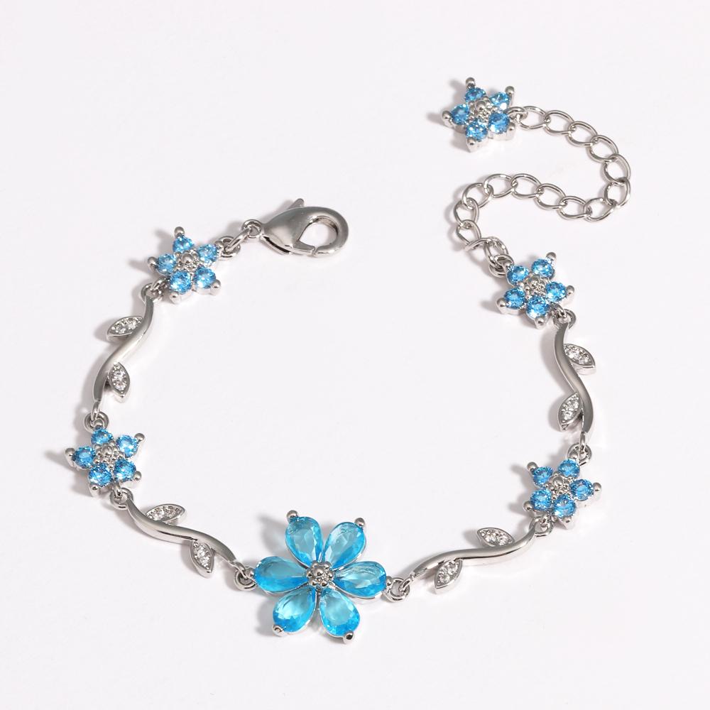 Luxury Colorful Zircon Flower Bracelets For Women Girls Korean Sweet Gold Crystal Adjustable Bracelet Jewelry Gift