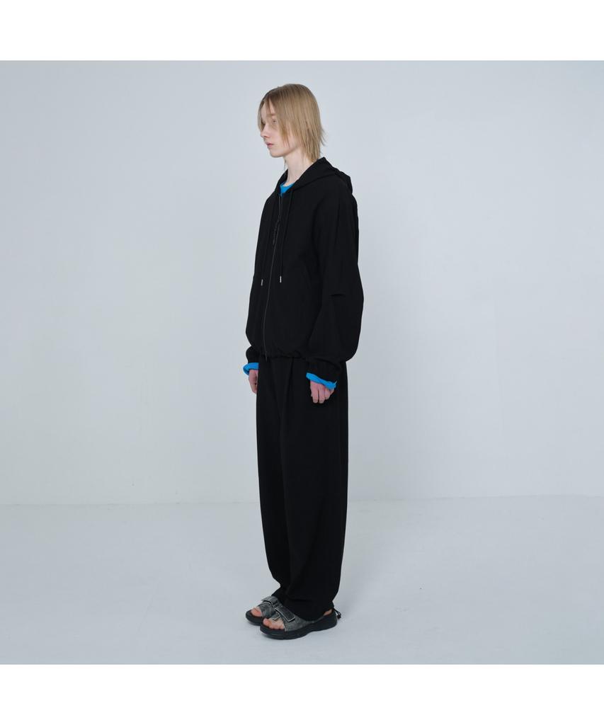Customellow [Online Only] Black Crinkled Hood Zip Jacket Cquam26211Bkx